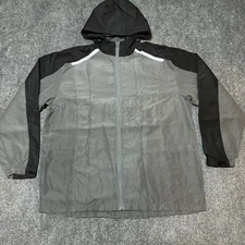 NEW Mack Russo Jacket Mens Medium Grey Hooded Full Zip Elastic Cuffs Wind Resist