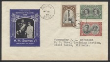 1939 #246-248 Royal Visit FDC Purple Ioor Cachet Regina SASK CDS