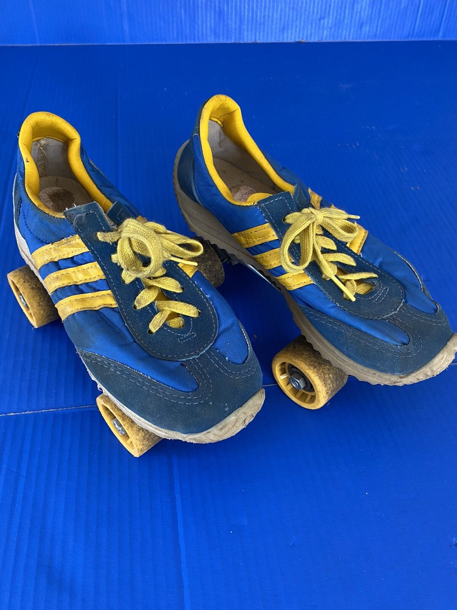 Vintage Adidas Nash Cruisers Roller Skates Mens Womens Blue Yellow 70s