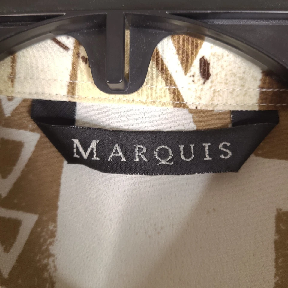 Camisa masculina Marquis XL marrom bege branca botão para baixo designer retrô - Imagem 4 de 4