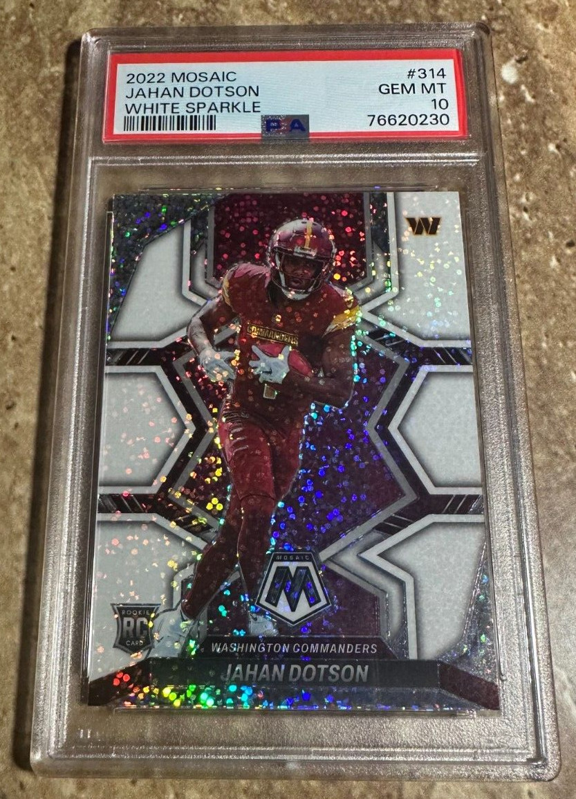 2022 Panini Mosaic Jahan Dotson Rookie White Sparkle #314 - PSA 10
