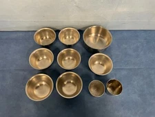 Lot of 10 Stainless Steel Sterilization Bowls and Cups.