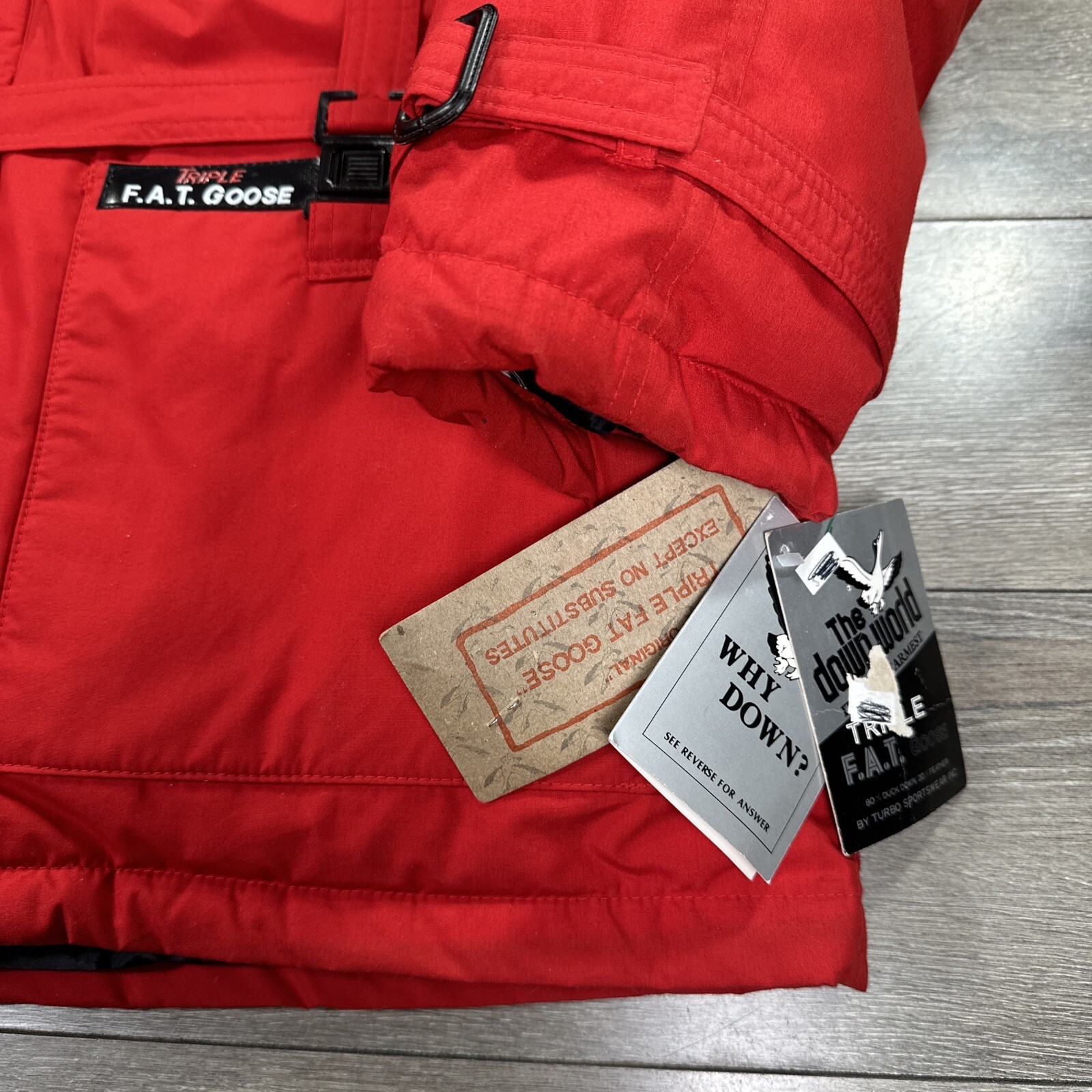 Vintage Triple Fat Goose Down Puffer Parka Jacket Sz Large Go Turbo