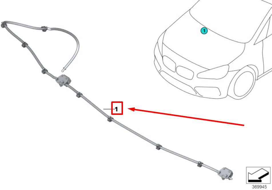 BMW 2 F46 Windscreen Washer System Nozzle Chain 7331291 