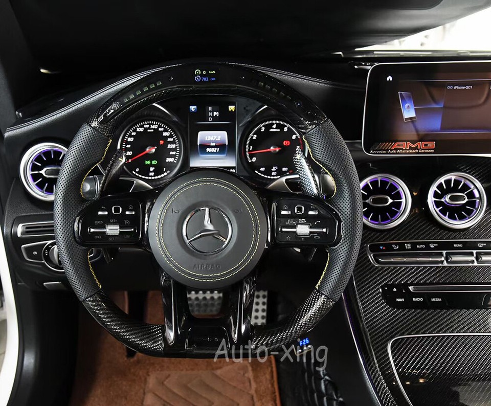 LED Carbon Fiber Steering Wheel for MercedesBenz AMG E300 C63 W204 W205 C300 eBay