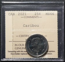 2021 Canada 25 Cents ICCS Caribou MS66 #22346