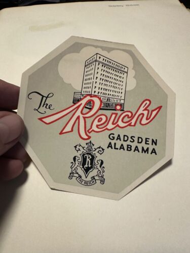 Vintage The Reich Hotel Gepäck Etikett Aufkleber - Gadsden Alabama