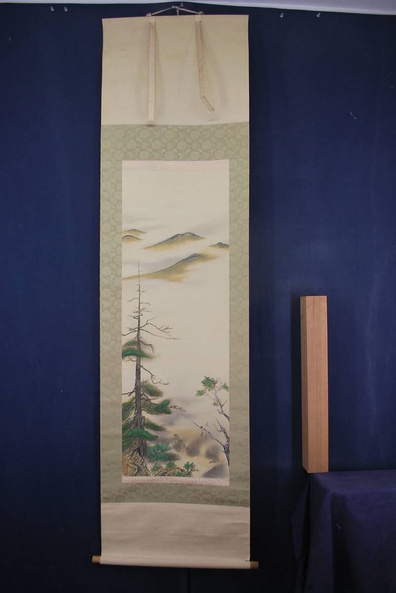 JAPANESE PAINTING HANGING SCROLL JAPAN LANDSCAPE MOUNTAIN Vintage