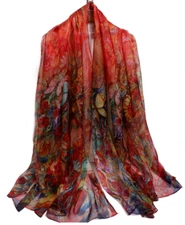 100% Silk large Scarf Women neckerchief Shawl Wrap floral red blue gray MY206-22