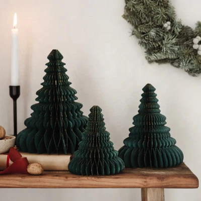 Stunning Christmas Tree Honeycomb Decorations, Three Sizes, Paper Honeycomb