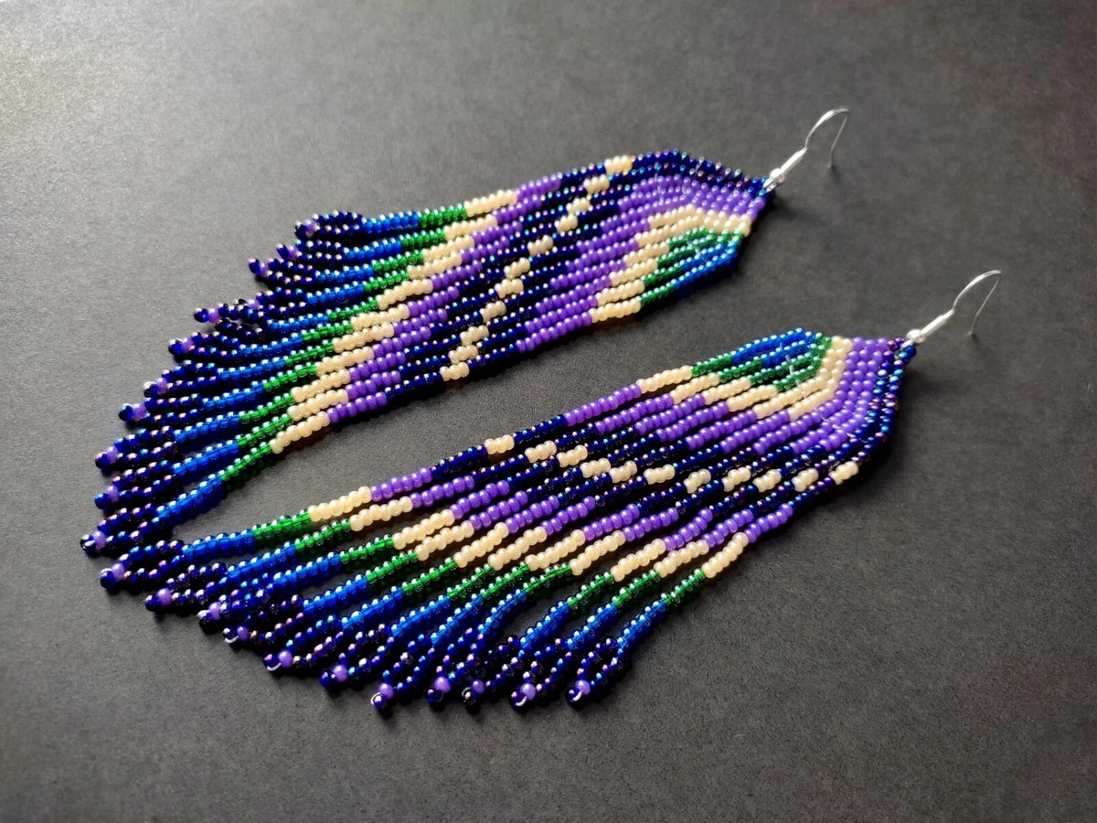 Beaded on sale peacock earrings