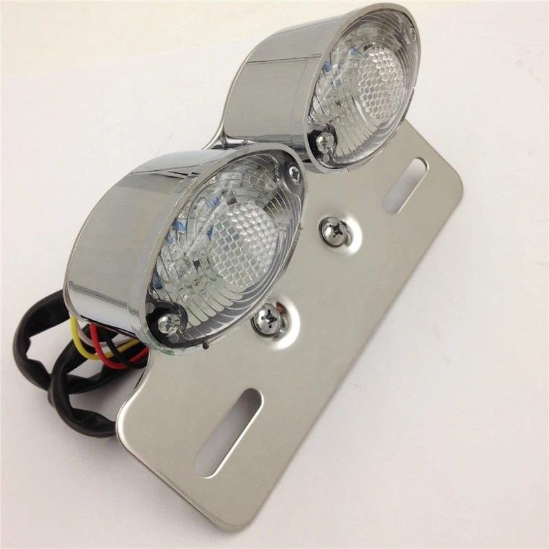 Luz de matrícula de freno trasero universal ojo de gato personalizada para motocicleta CROMADA TRANSPARENTE Foto 4 de 4