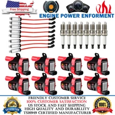 Round Ignition Coil & Spark Plug & Wire For Chevy Silverado 1500 2500 GMC Sierra