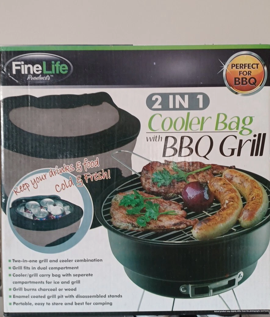 FineLife 2 in 1 Cooler Bag with BBQ Charcoal Grill Combo Set