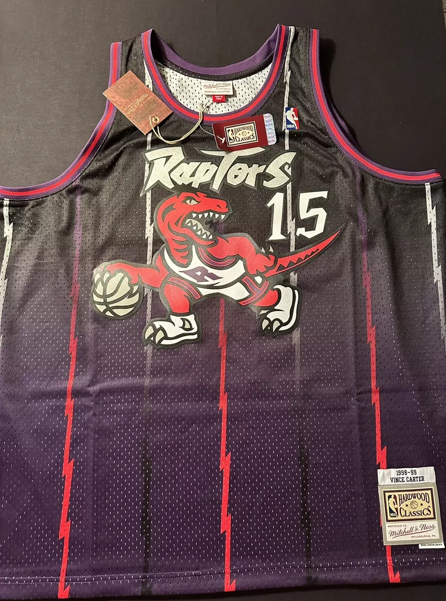 Men's Mitchell & Ness Vince Carter Purple/Black Toronto Raptors 1998/99  Hardwood Classics Fadeaway Swingman Player Jersey