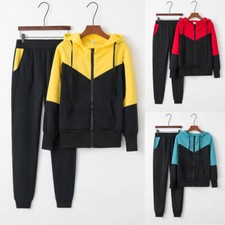 Solid Color Tracksuit Hooded Sweatshirt Tops and Pants Outfits Women Sport Suits