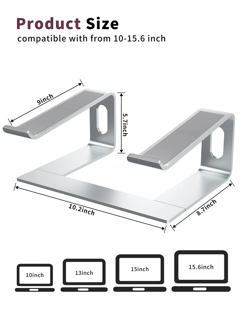 Laptop Stand for Desk, Aluminum Computer Riser, Ergonomic Notebook Holder, De... Laptop Stand for Desk, Aluminum Computer Riser, Ergonomic Notebook Holder, De...