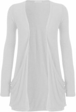 Womens Boyfriend Cardigan Ladies Long Sleeves 2 Front Pockets Stretchy UK 8-26