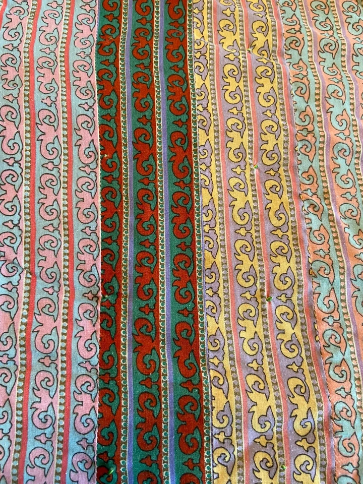 Nice Hand Tied Cotton Striped Comforter Quilt Machine Stitched 76x90 Needs TLC - Image 2 of 4