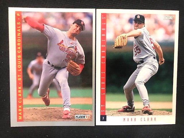 MLB - Mark Clark 1993 Fleer & 1993 Score Baseball - Cardinals
