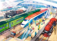 Puzzle (100 T.) Bahnhof (Castorland) Neu/Ovp