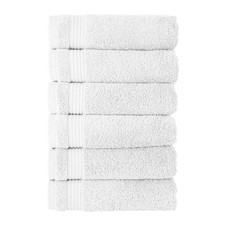 Classic Turkish Towels 6-Piece Hand Towel Set, 100 Cotton, Quick Dry White