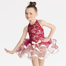 Dance Costume Revolution RC20528 Medium Child Burgundy Ballet Pageant