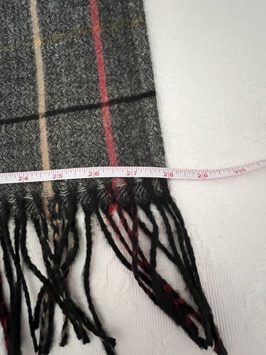 LM Kaschmir kariert grau rot weiß schwarz 28” breit 74” langes Tuch Schal - Bild 10 von 15