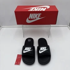 New Nike Benassi JDI Women's Slide Black/White Size 7 #343881-011