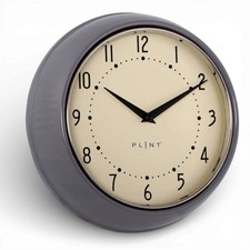 Nostalgische Metall Wanduhr Grau 23cm Vintage Küchenuhr Bürouhr Retro Look