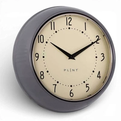 Nostalgische Metall Wanduhr Grau 23cm Vintage Küchenuhr Bürouhr Retro Look - Bild 1 von 4
