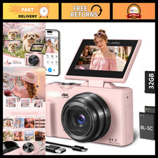 4K Digital Camera, 64MP Vlogging Camera for YouTube, Photography Streaming