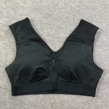 Tommie Copper Sports Bra Womens Extra Large Black Zip Front Shoulder Support