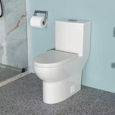 12 Inch 1-Piece 1.1/1.6 GPF Water-Efficient Ceramic Dual Flush Elongated Toilet