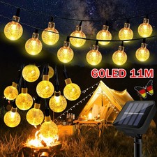 60LED 11m Solar Lichterkette Außen Wasserdicht Solarleuchte Gartenleuchte Garten