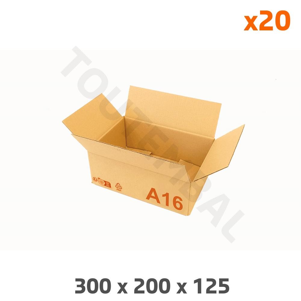 Caisse carton Galia boite robuste contre l'écrasement des colis de transport 300 x 200 x 125 mm