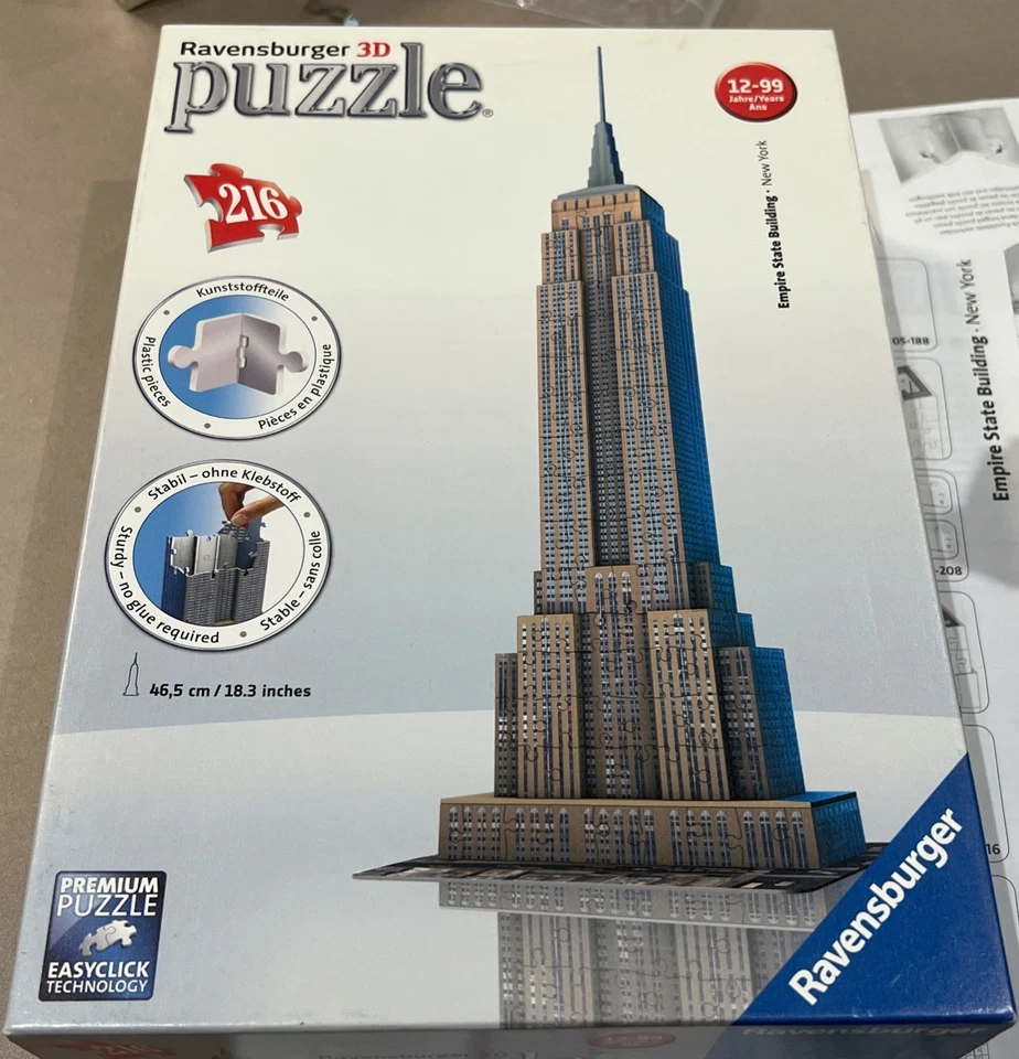 Ravensburger 3D Puzzle Empire State Building New York City NYC 18" 216 piece - Image 2 of 4