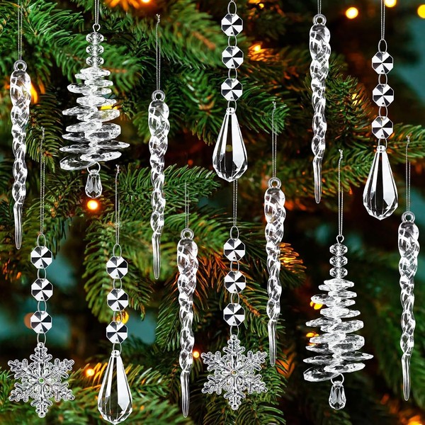 Kristall Ornament Christbaumschmuck 13 StüCk Eiszapfen Schneeflocken Deko-image