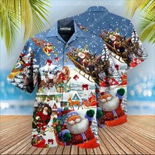 Christmas Holiday SantaS Sleigh And Reindeer Hawaiian Shirt