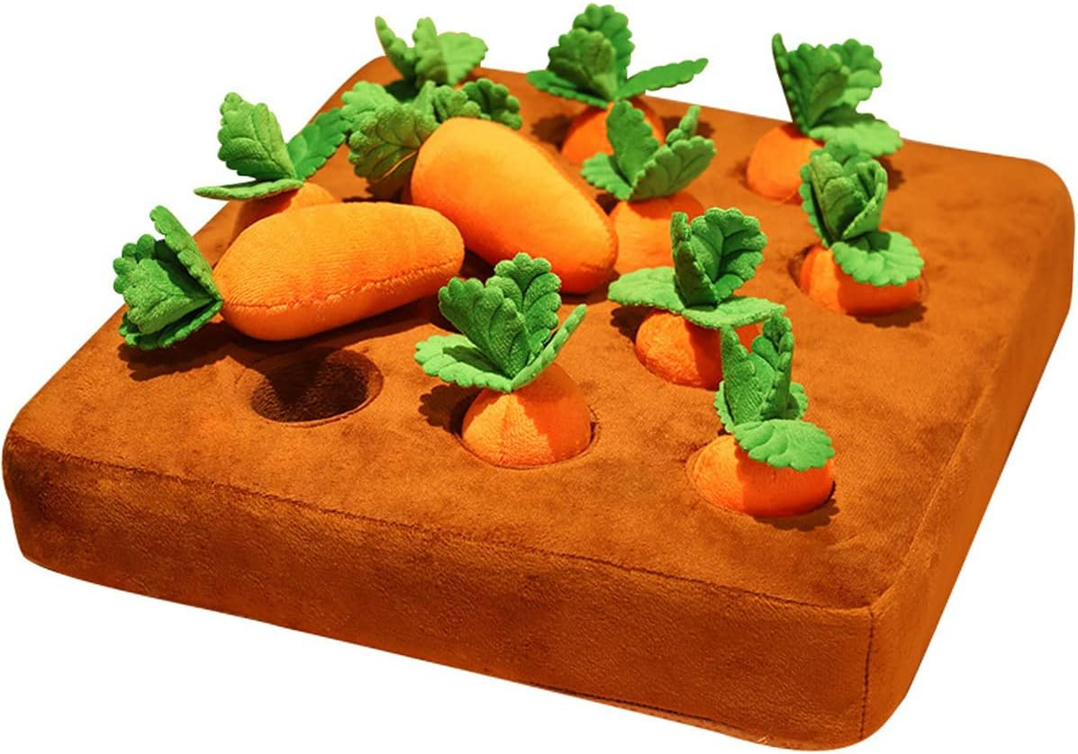 Carrot Snuffle Mat for Dogs, Non-Slip Interactive Carrot Patch Dog Toy with 12 P