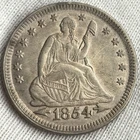 1854-P Arrows Seated Liberty Quarter Dollar 90% Silver 25c Philadelphia US Coin