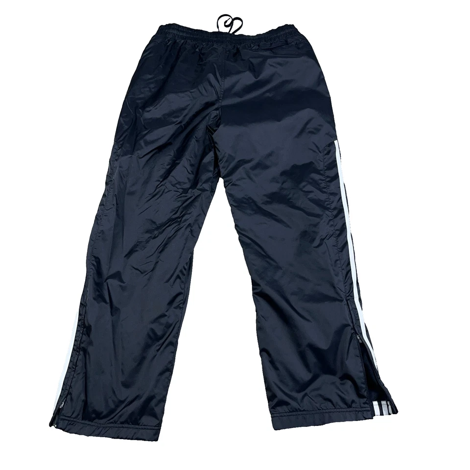 Pantalones Adidas Hombres Medianos Negros Blancos Cortavientos Joggers Pista Sueltos Forrados Adultos Foto 2 de 4