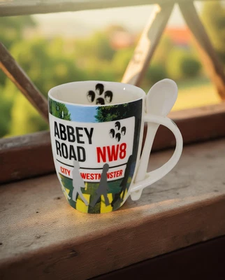KITCHEN Beatles Abbey Road Mug with Spoon – Ceramic Coffee Cup, Music Memorabilia Gift