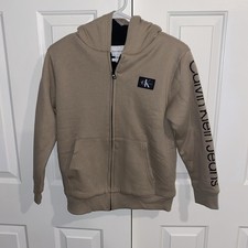 Calvin Klein Zip Up Hoodie Boys Size M Tan  0009 