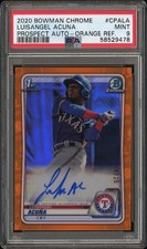 PSA 9 2020 Bowman Chrome Prospects Auto Luisangel Acuña Orange Refractor /25 