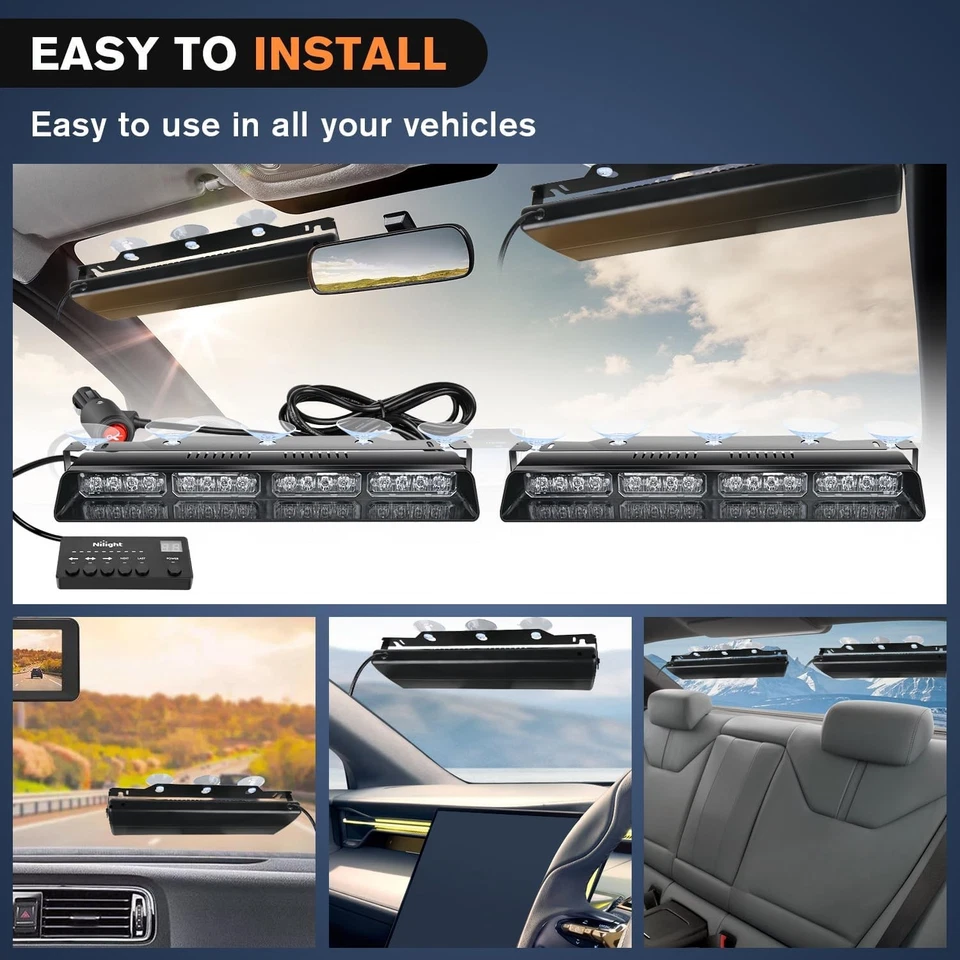 Nilight 32LED Green White Emergency Dash Strobe Lights with Controller Suction C - Image 4 of 4