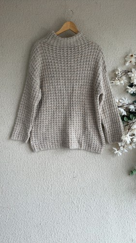 Tu Beige Chunky Knit Wool Blend Jumper UK 16 Soft Warm Casual Sweater