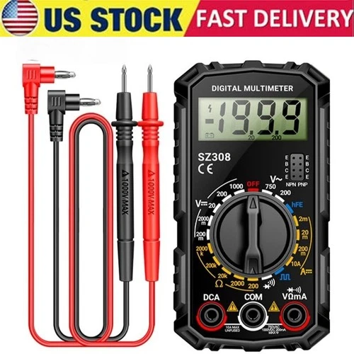 Digital Multimeter LCD Voltmeter Ammeter Ohmmeter Volt AC DC Tester Leads Meter - product listing photo