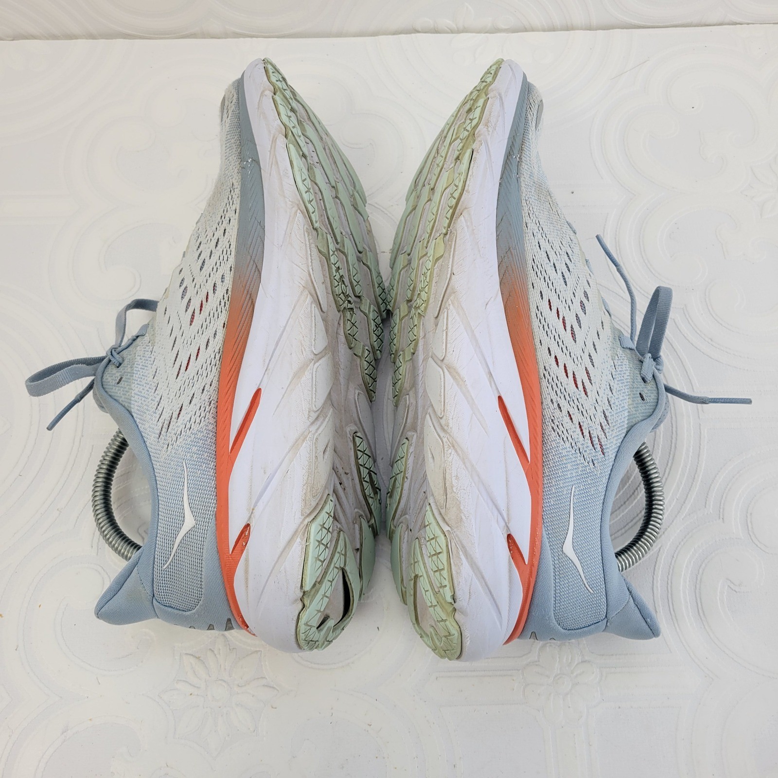 Hoka One One Clifton 8 Womens 9.5 Wide Blue Orange Running Shoes 1121375 thumbnail 10