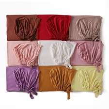 2pcs Solid Color Hijab Inner Cap Women Muslim Scarf Head Wrap Tuban Shawl Arab